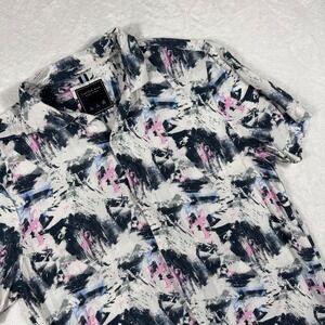 Cactus Man Ricky Singh Abstract Brushstroke Viscose Short Sleeve Shirt Mens L